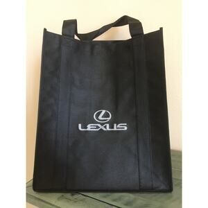 Black Lexus Logo Tote Hand Bag Hard Plastic Removable Reinforced Bottom 15x12x10